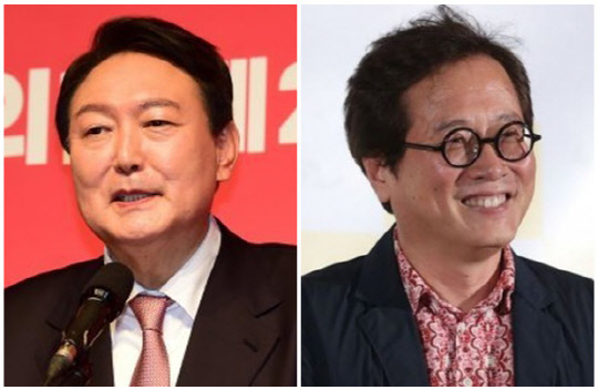 윤석열(왼쪽) 국민의힘 대선 후보와 맛 칼럼니스트 황교익씨. <연합뉴스>